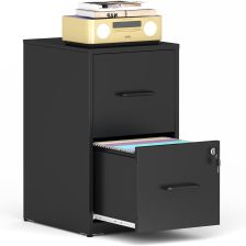 File Cabinet, Vertical File Cabinets with Lock for Home Office,Heavy Duty Office Steel Filing Cabinet for Hanging Letters/Legal/A4, Assembly Required (Black, 2 Drawers-Small)