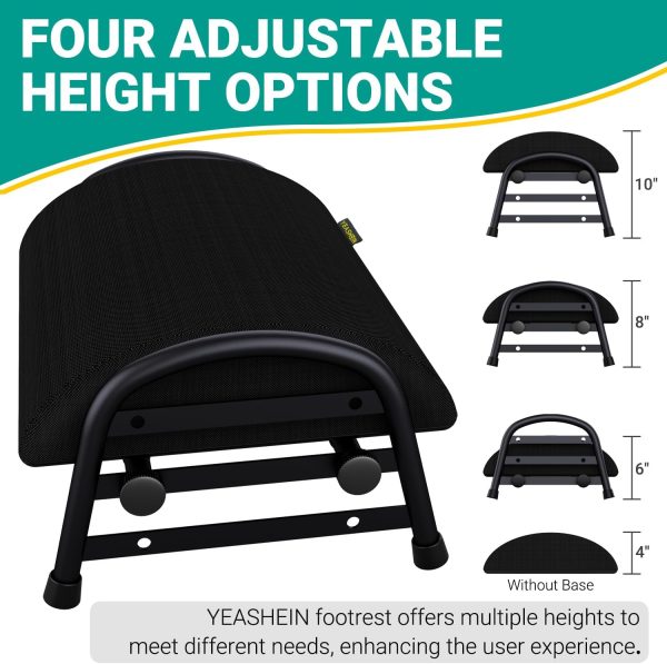 Foot Rest for Under Desk at Work, Adjustable Height Office Footrest for Leg Support, Memory Foam Foot Stool, Office Desk Accessories - Image 2