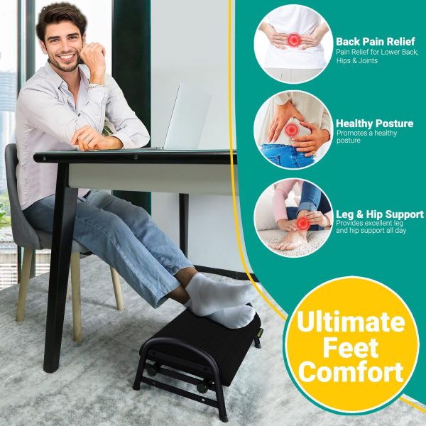 Foot Rest for Under Desk at Work, Adjustable Height Office Footrest for Leg Support, Memory Foam Foot Stool, Office Desk Accessories - Image 3