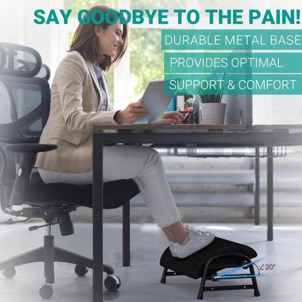 Foot Rest for Under Desk at Work, Adjustable Height Office Footrest for Leg Support, Memory Foam Foot Stool, Office Desk Accessories - Image 7