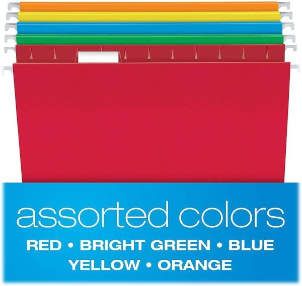 Pendaflex Hanging File Folders, Letter Size, Assorted Colors, 1/5-Cut Adjustable Tabs, 25 Per Box (81663) - Image 2