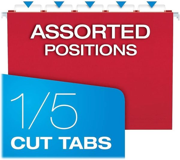 Pendaflex Hanging File Folders, Letter Size, Assorted Colors, 1/5-Cut Adjustable Tabs, 25 Per Box (81663) - Image 3