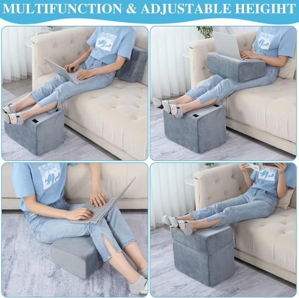 ROYALAY Adjustabl Foot Rest Under Desk for Office, High-Density Foam Foot Rest with 3 Adjustable Heights, Ergonomic Footrest with Washable Cover for Home, Airplane, Travel(17 * 11 * 17in, Gray) - Image 5