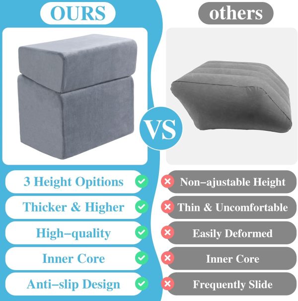 ROYALAY Adjustabl Foot Rest Under Desk for Office, High-Density Foam Foot Rest with 3 Adjustable Heights, Ergonomic Footrest with Washable Cover for Home, Airplane, Travel(17 * 11 * 17in, Gray) - Image 6